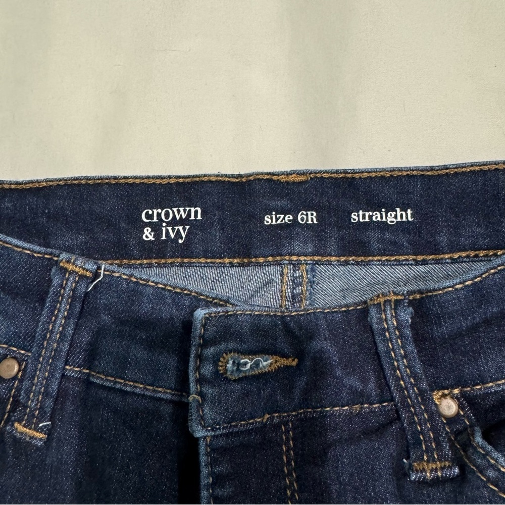 Crown & Ivy Straight Leg Dark Denim Jeans Size 6R - Picture 2 of 8